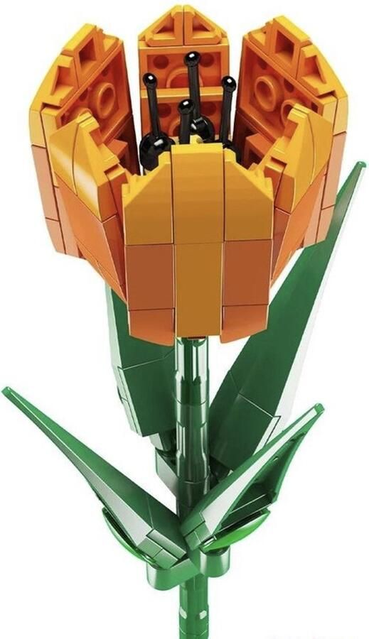 Toy Brick Lighting Hollandse Oranje Tulp Bloem Bouwpakket LEGO Compatible Tulpen Bloemen Bloemstuk 85 Bouwstenen