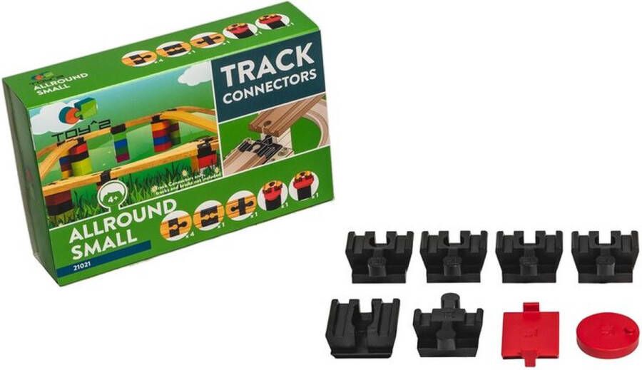 Toy2 Allround Small Track Connectors Treinbaanonderdelen Houten Treinbaan geschikt voor LEGO DUPLO© HUBELINO BioBuddi Hape BRIO© IKEA