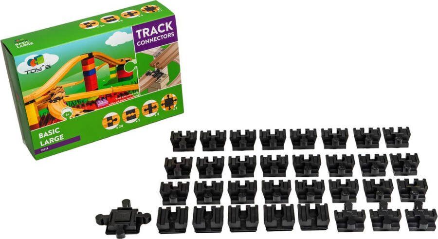 Toy2 Track Connectors Large Treinbaanonderdelen Houten Treinbaan Voor LEGO DUPLO© BRIO© IKEA
