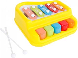Toys amsterdam 2in1 Speelgoed Piano Xylofoon voor Kinderen Geel Muziekinstrument