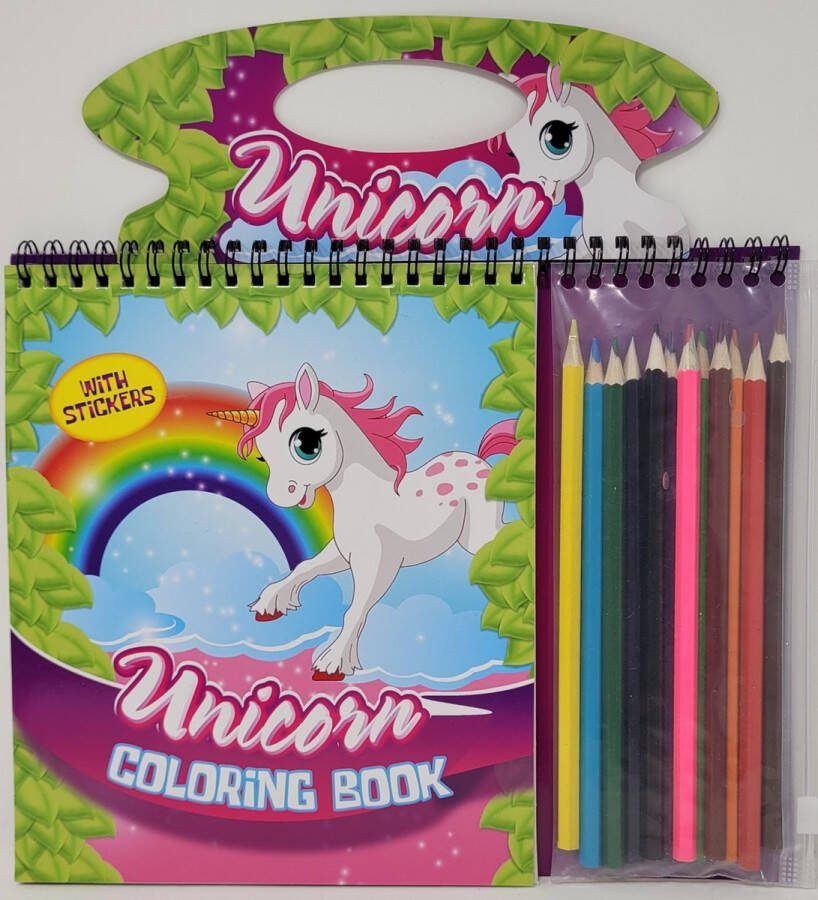 Toys amsterdam UNICORN SCHETSBOEK INCLUSIEF STICKERS SJABLONEN EN POTLODEN EENHOORN