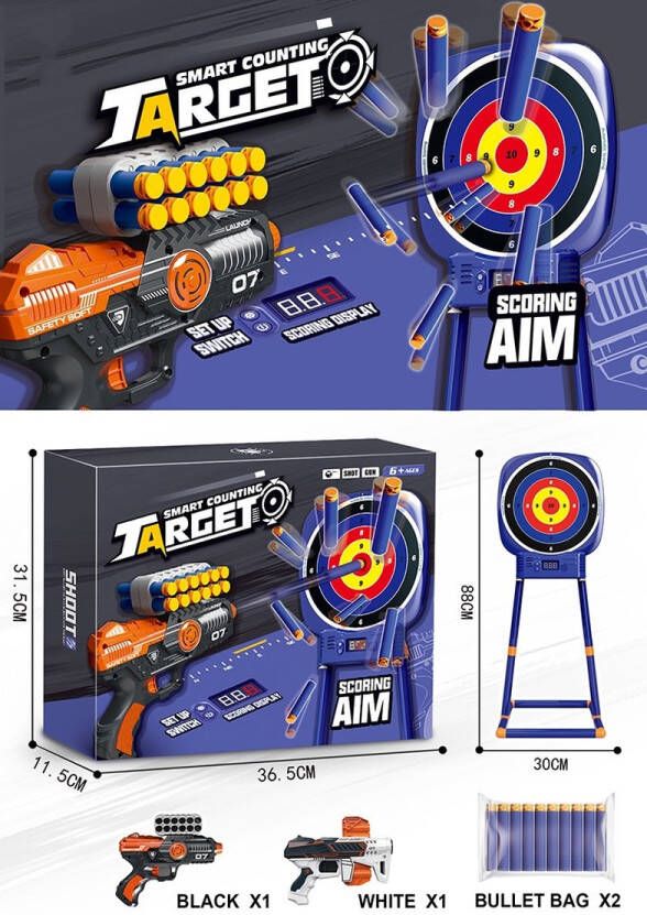Toys&stuff Schietspel – Schietspeelgoed Speelgoed – Speelgoedpistool – Target – Multiplayer – 2 Speelgoed Pistolen Buitenspeelgoed
