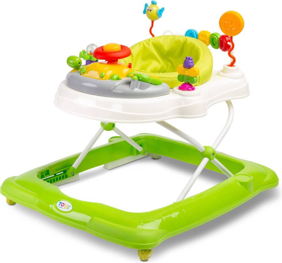 Toyz Baby Nora Loopstoel Looptrainer Loopwagen Groen 360° Draaibaar Interactief Autospeelgoed