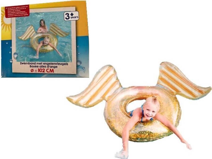 Toyz World Opblaasbaar donut zwemband met engelenvleugels 102 cm