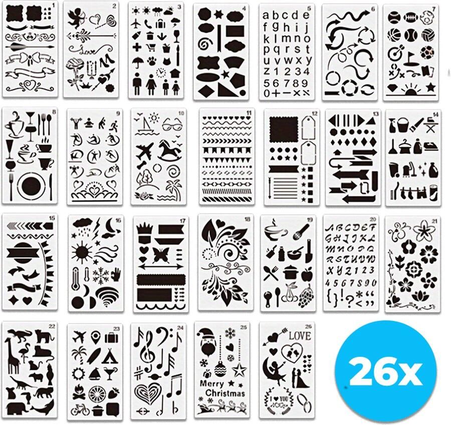 Tozy 26 Delige Bullet Journal Sjablonen Bullet Journal Stencils Bullet Journal en Sjablonen Hobby Volwassenen & Kinderen