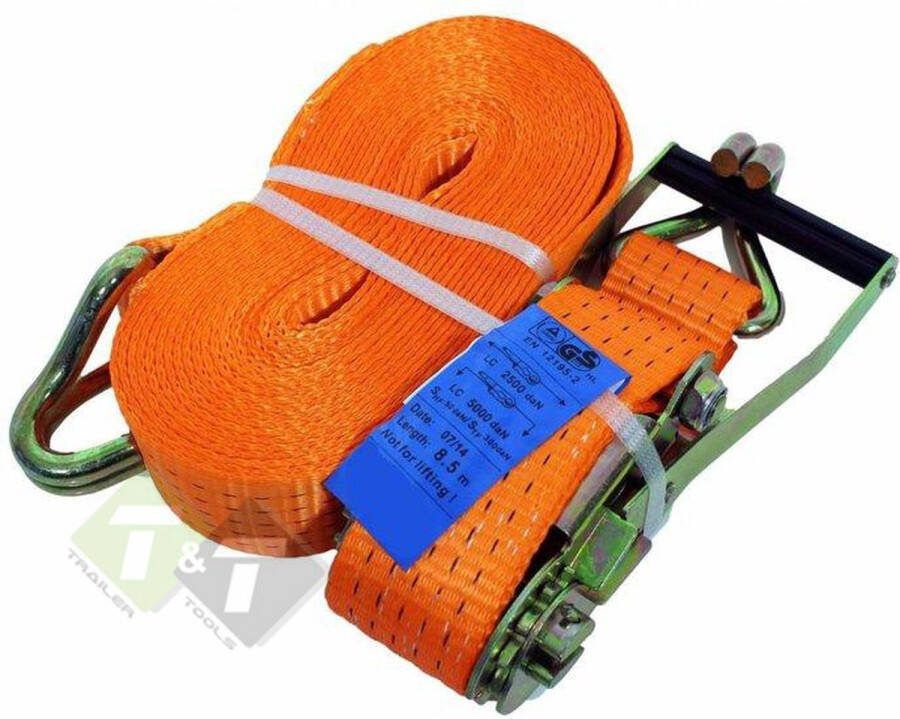 Trailer Parts Spanband Sjorband oranje 5 Ton 8 meter x 50mm