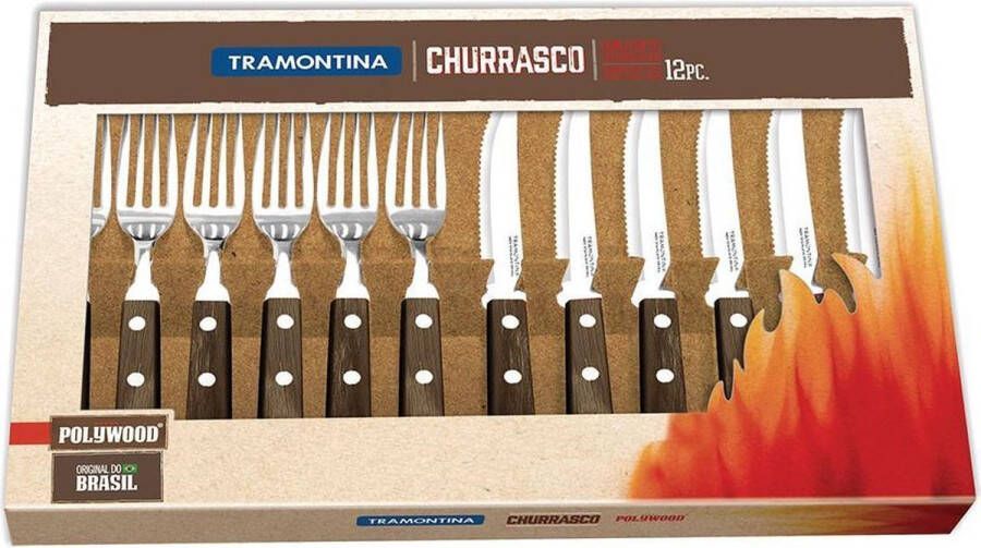 Tramontina Churrasco bestekset 12-delig bruin