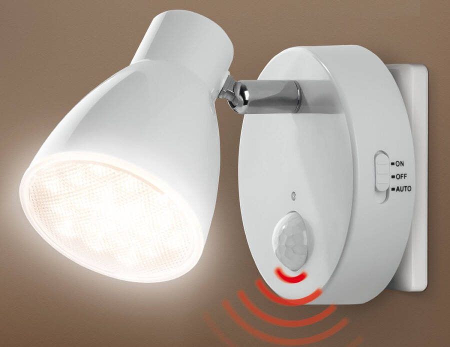 Trango 2635-016 LED-sensor nachtlampje * MILO * met bewegingssensor en automatische functie in wit veiligheidslicht Direct 230V socketlamp wandlamp oriëntatielicht nachtlamp socket light
