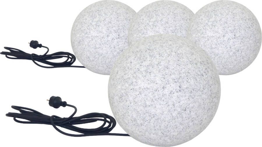 Trango 4er Set 200GB IP65 tuinbal in 20cm diameter incl. 1x E27 LED lamp *NATURE* bolvormige lamp met ca. 5 meter IP44 kabel tuinlamp lichtbol tuinballamp bolvormige lamp