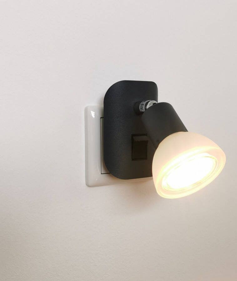 Trango LED-stekkerlamp 11-045 *CALI* in antraciet mat met glazen kap Stekkerlamp incl. 1x GU10 LED-lamp 3000K warm wit & tuimelschakelaar Leeslamp keukenlamp fittinglamp wandlamp