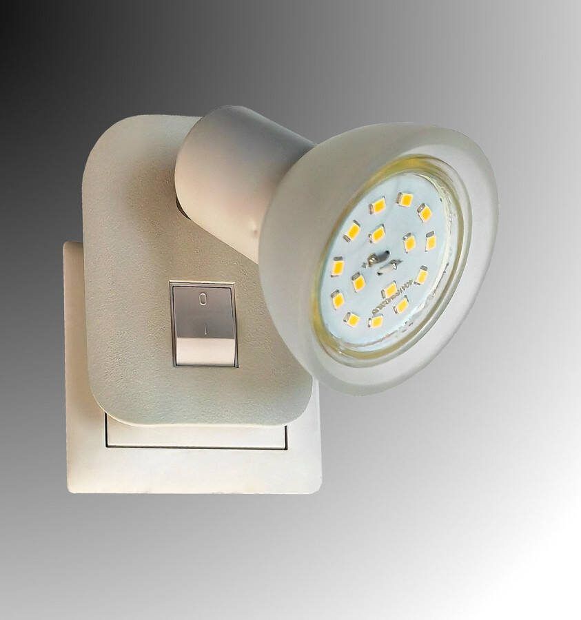 Trango LED-stekkerlamp 11-046 *CALI* in wit mat met glazen kap Stekkerlamp incl. 1x GU10 LED-lamp 3000K warm wit & tuimelschakelaar Leeslamp keukenlamp fittinglamp wandlamp