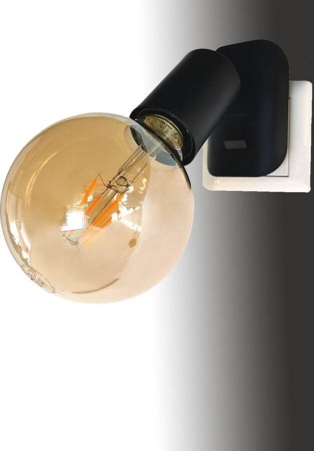 Trango stekkerlamp 11-059A incl. 1x 4 watt 2500K goud warmwit E27 LED-lamp in mat zwart *ANNA* fittinglamp leeslamp nachtlampje wandlamp keukenlamp stekkerlamp