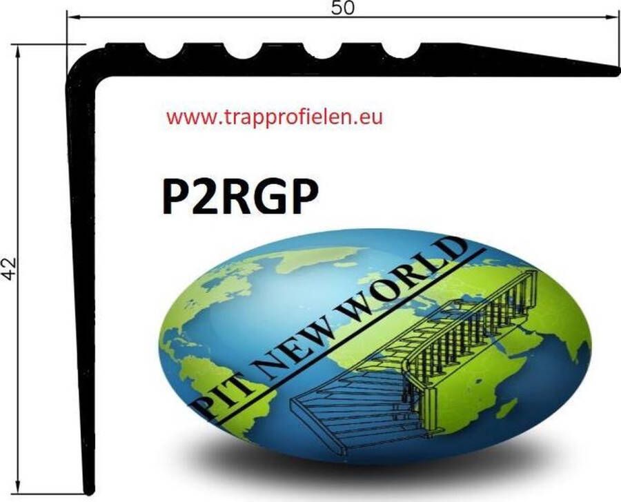 Trapprofielen PVC -ANTISLIP TRAPPROFIEL -ZELFKLEVEND P2RGP ZWART 50X42 mm X 110 cm X (set van15 stuks )