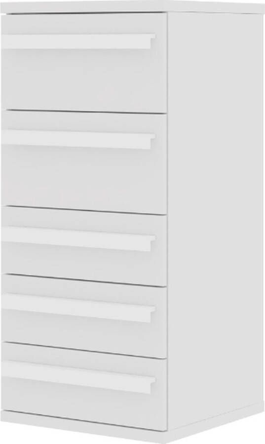 Trasman Ladekast Bo0 98 cm met 5 lades en langwerpige handgrepen grenen wit