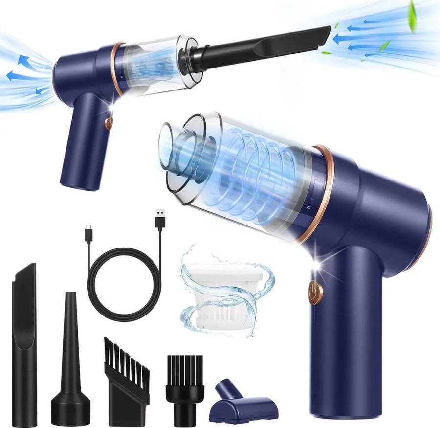Traumheim Draadloze handstofzuiger voor in de auto met LED-zaklamp nat-droog oplaadbare 120W draadloze handstofzuiger voor toetsenbordstofzuiger pc thuis kantoorapparaten