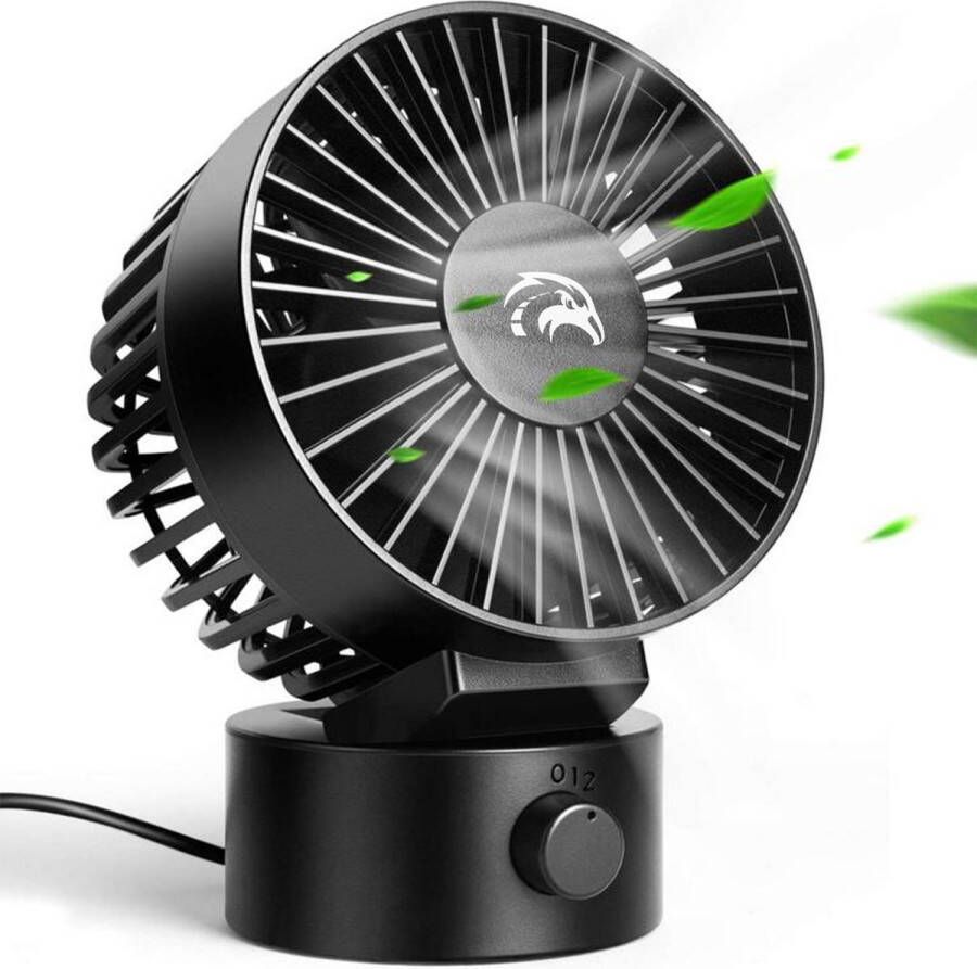 Travelhawk Mini USB Ventilator Tafelventilator Mini Fan Klein Stil en Geruisloos Dual Motoren Kantelbaar 2 Snelheden Zwart