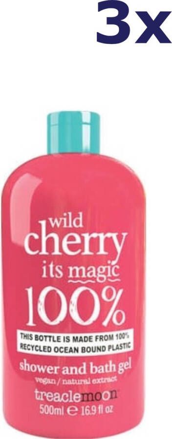 Treaclemoon Bad en Douchegel Wild Cherry Magic 3x500 ml Voordeelverpakking