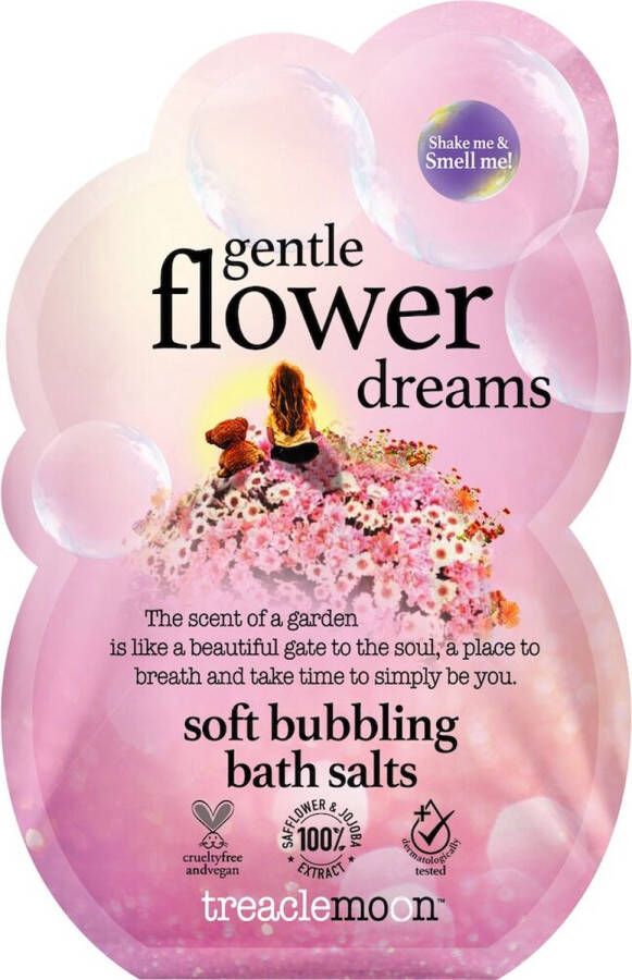 Treaclemoon gentle flower dreams soft bubbling bath salts safflower & jojoba oils badzout parels jojoba olie dierproefvrij vegan 80 gram