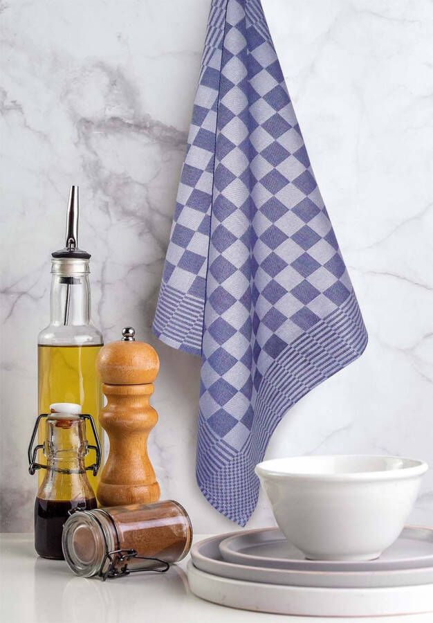 Treb Horecalinnen Theedoeken 65x65cm Blauw Wit Geblokt 96 Stuks a € 1 59 per stuk exclusief btw Treb WS