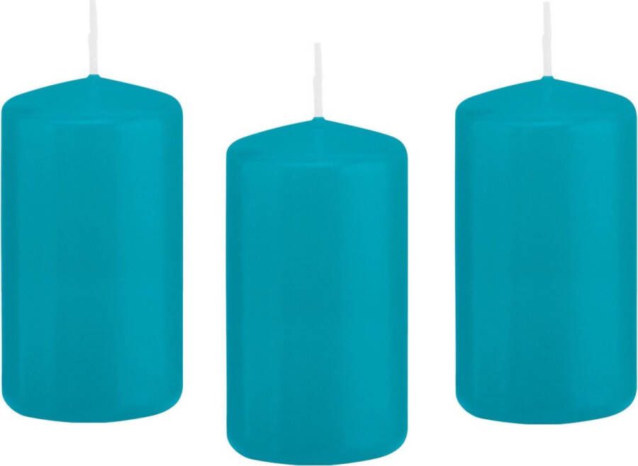 Trend Candles 10x Turquoise blauwe cilinderkaarsen stompkaarsen 6 x 12 cm 40 branduren Geurloze kaarsen turkoois blauw Woondecoraties