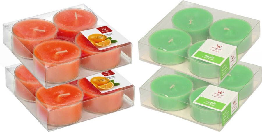Trend Candles 16x Maxi geurtheelichtjes sinaasappel en appel 8 branduren geurkaarsen