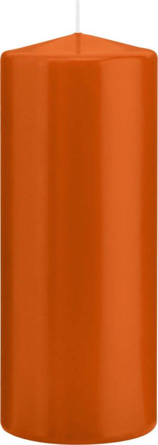 Trend Candles 1x Oranje cilinderkaarsen stompkaarsen 8 x 20 cm 119 branduren Geurloze kaarsen oranje Stompkaarsen