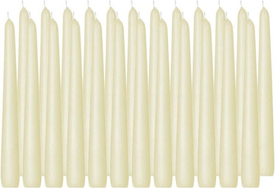 Trend Candles 24x Ivoorwitte dinerkaarsen 25 cm 8 branduren Geurloze kaarsen Tafelkaarsen kandelaarkaarsen