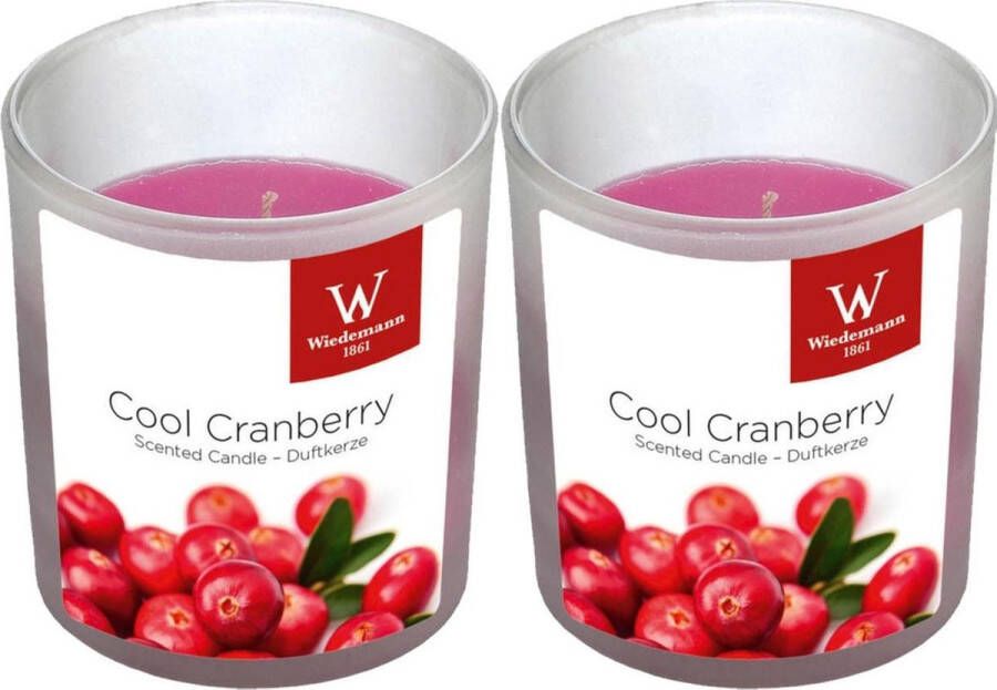 Trend Candles 2x Geurkaarsen cranberry in glazen houder 25 branduren Geurkaarsen cranberrygeur veenbessengeur Woondecoraties