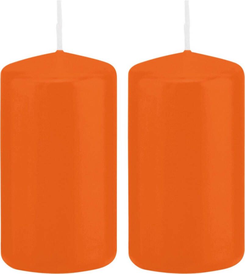Trend Candles 2x Oranje cilinderkaarsen stompkaarsen 6 x 12 cm 40 branduren Geurloze kaarsen oranje Woondecoraties