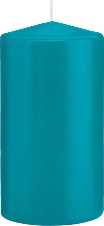 Trend Candles 2x Turquoise blauwe cilinderkaarsen stompkaarsen 8 x 15 cm 69 branduren Geurloze kaarsen turkoois blauw Woondecoraties