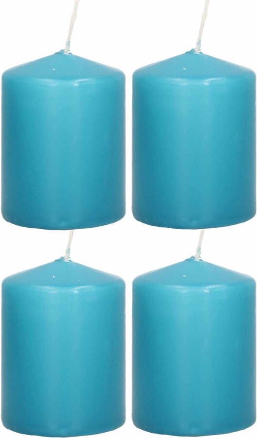 Trend Candles 6x Turquoise blauwe cilinderkaarsen stompkaarsen 6 x 8 cm 29 branduren Geurloze kaarsen turkoois blauw Woondecoraties