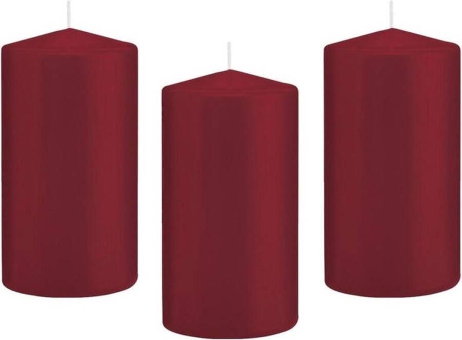 Trend Candles 8x Bordeauxrode cilinderkaars stompkaars 8 x 15 cm 69 branduren Geurloze kaarsen Woondecoraties