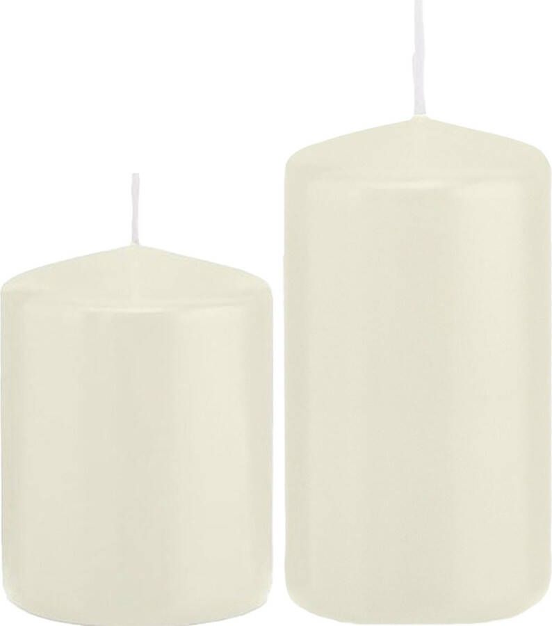 Trend Candles Stompkaarsen set van 2x stuks ivoor wit 8 en 12 cm Stompkaarsen