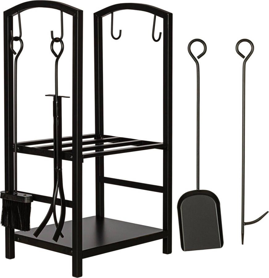Trend24 Brandhoutrek Houtrek Houtopslag Hout rek 5.9 kg Staal Zwart 73 x 40 x 30 cm