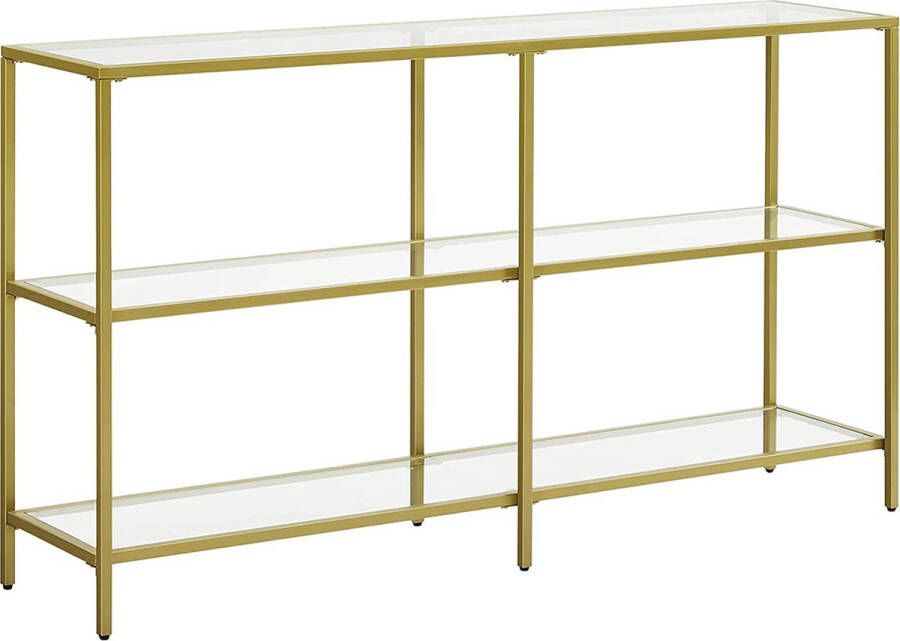 Trend24 Dressoir Sidetable Console tafel Bijzettafel Wandtafel Woonkamertafel Met glas 130 x 30 x 73 cm Goud