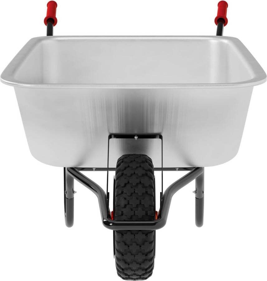 Trend24 Kruiwagen 100 liter Kruiwagenwiel Kruiwagens Max. 210 kg Tot 100 L Staal Zilver Rood 140 x 54 x 60 cm