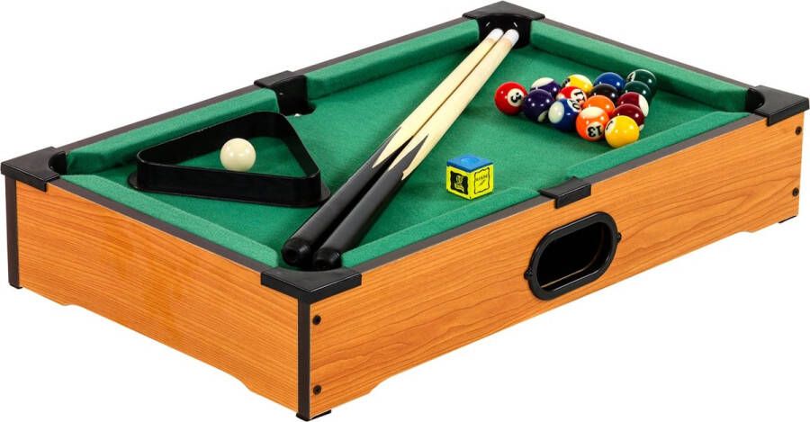 Trend24 Pooltafel voor thuis Snookertafel Mini pooltafel kinderen Inclusief accessoires 51 x 31 x 10 cm Bruin