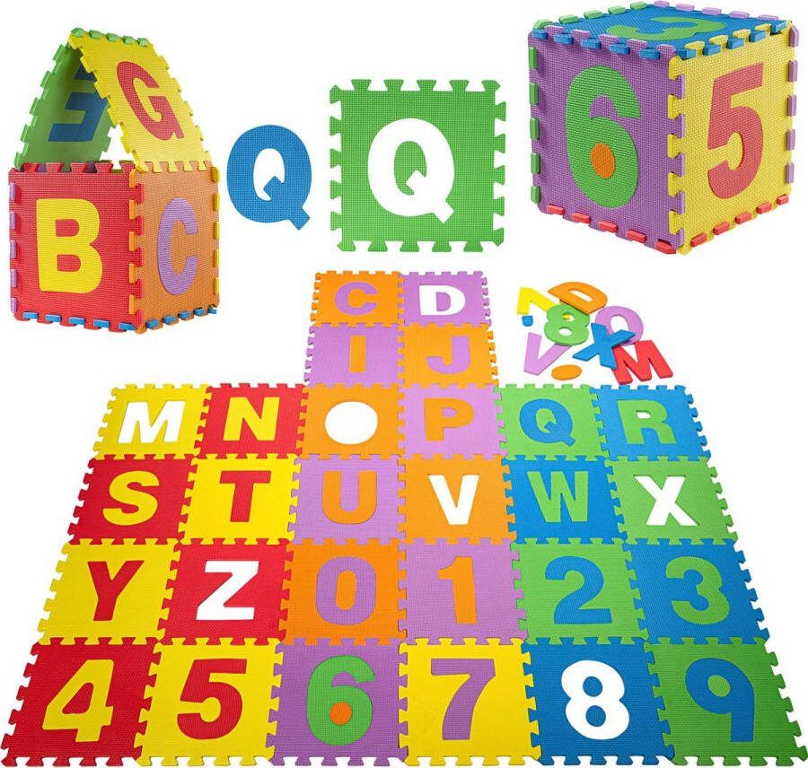 Trend24 Puzzelmat Speelmat Puzzelmat foam mat speelmat Puzzelmat baby 2.4 kg Foam Meerkleurig 189 x 189 x 10 cm