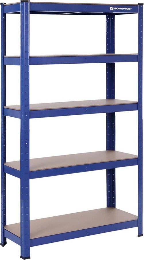 Trend24 Stellingkast Stellingkasten Opbergrek Stelling Stellingkast opbergrek MDF Metaal 9.5 kg Blauw 30 x 75 x 150 cm