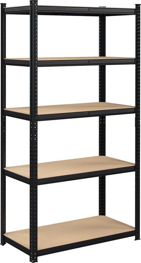 Trend24 Stellingkast Stellingrek Opbergrek Metaal 600 kg draagkracht Verstelbaar 180 x 90 x 40 cm Zwart