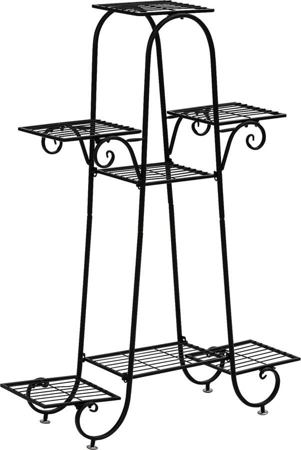 Trend24 Plantenrek op wieltjes Plantenrek Plantenstandaard Plantenhouder 35 kg Metaal Zwart 102 x 76 x 22 cm