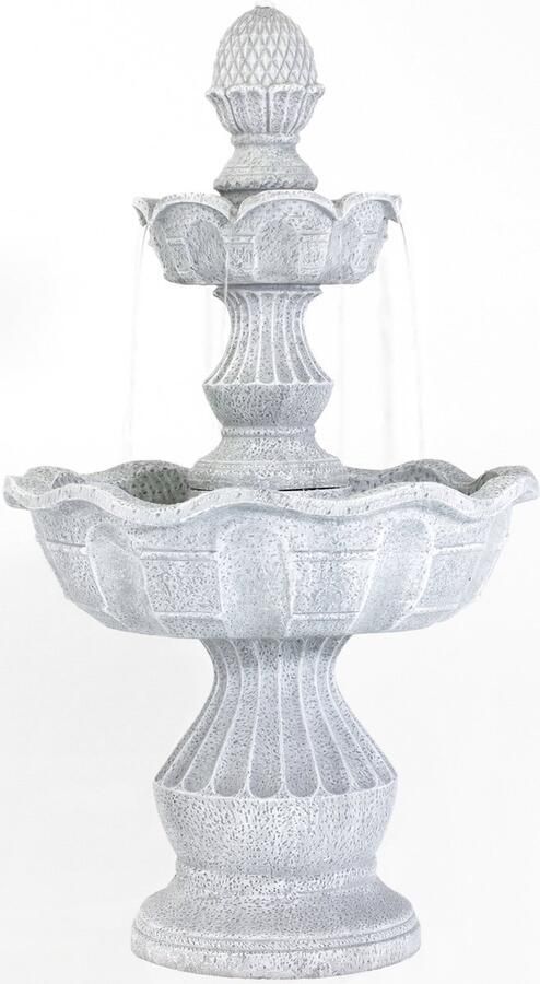 Trend24 Tuinfontein Fontein Waterfontein Waterornament Weerbestendig Geen wateraansluiting nodig Voor binnen en buitengebruik 16.8 kg Polyresin Lichtgrijs 50 x 48 x 85 cm