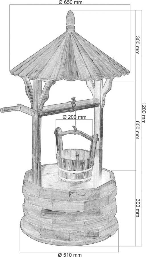 Trend24 Tuinfontein Fontein Waterfontein Waterornament Geen wateraansluiting nodig Voor buitengebruik 9 kg Hout Bruin 65 x 120 cm