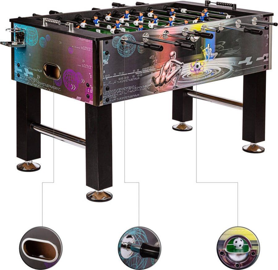 Trend24 Voetbaltafel Tafelvoetbal Kickertafel Tafelvoetbalspel Tafelvoetbaltafel Tafelvoetbal balletjes Complete set Inclusief ballen 60 kg MDF Cyber print L 140 x B 73 x H 87 cm