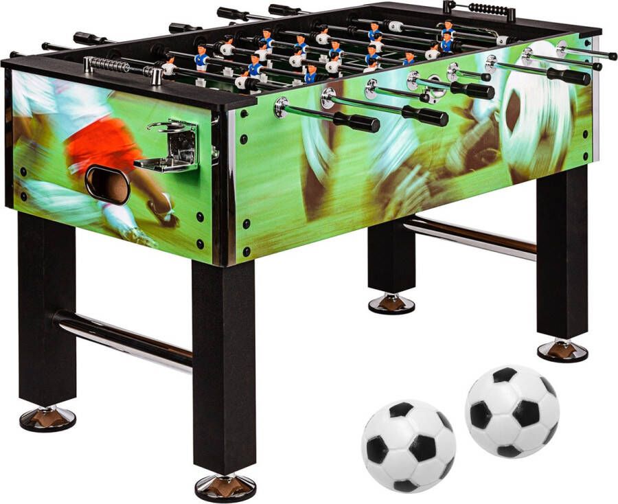 Trend24 Voetbaltafel Tafelvoetbal Kickertafel Tafelvoetbalspel Tafelvoetbaltafel Tafelvoetbal balletjes Complete set Inclusief ballen 60 kg MDF Voetbal print L 140 x B 73 x H 87 cm