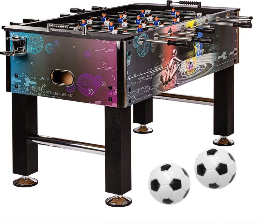 Trend24 Voetbaltafel Tafelvoetbal Kickertafel Tafelvoetbalspel Tafelvoetbaltafel Tafelvoetbal balletjes Complete set Inclusief ballen 60 kg MDF Cyber print L 140 x B 73 x H 87 cm