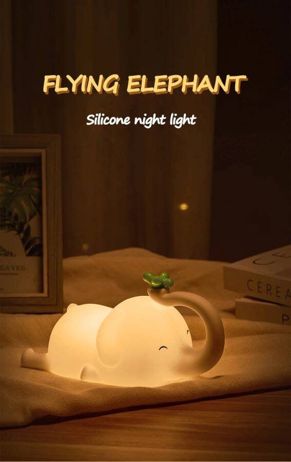 Trendelec Trendélec™ Schattige Olifant Nachtlampje LED Voor Kinderen USB
