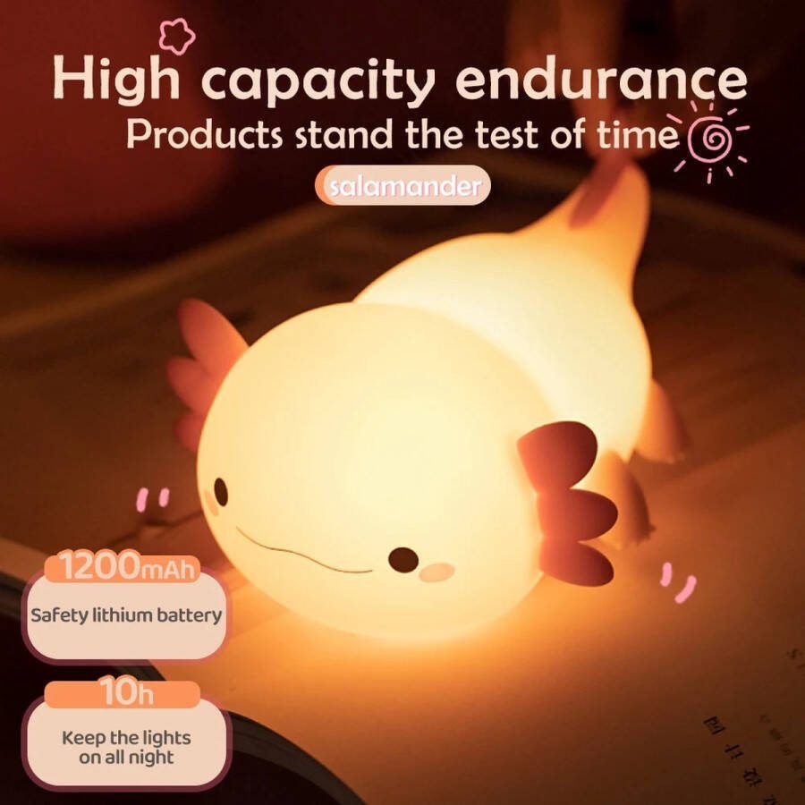 Trendelec Trendélec™ Schattige Salamander Nachtlampje LED Voor Kinderen USB