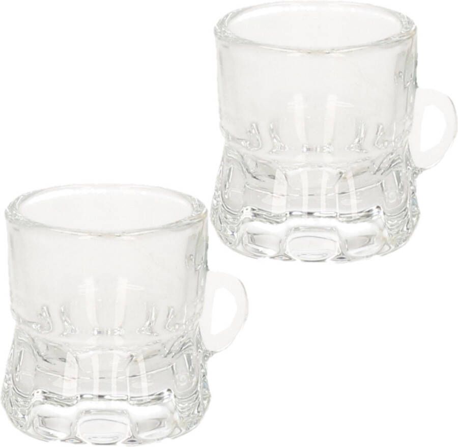 Trendo 12x Shotglas borrelglas bierpul glaasjes glazen met handvat van 2cl Party glazen