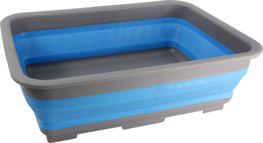 Trendo 1x Grijs blauwe opvouwbare afwasbak 37 x 28 cm Keukenbenodigdheden Afwassen Afwasbakken afwasteilen afdruiprekken opvouwbaar